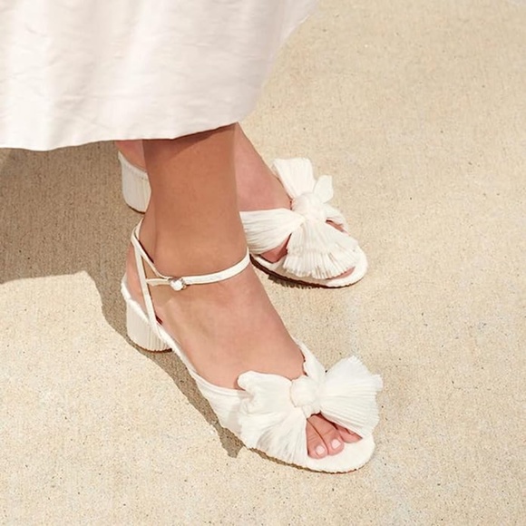Shoes - Womens Heeled Sandals White Bow